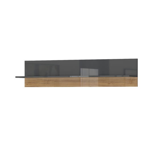 Etajera suspendata din pal, Onyx Large Antracit / Nuc Pacific, l128xA21xH35 cm