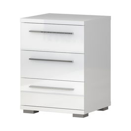 Noptiera din pal, cu 3 sertare, Piano NS3/PN Tall Alb, l45xA40xH61 cm