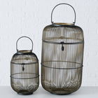Set 2 felinare decorative din metal, Louva Negru / Auriu, L32xl30xH54 cm / L23xl22xH32 cm