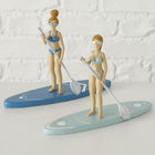 Set 2 figurine din polirasina Iselyn Albastru / Alb, L19xl5xH14 cm