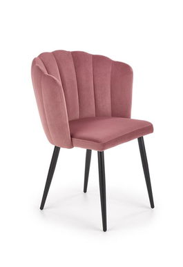 Scaun tapitat cu stofa si picioare metalice, Kai-386 Velvet Roz / Negru, l60xA58xH84 cm