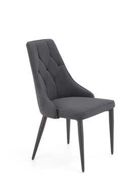 Scaun tapitat cu stofa si picioare metalice, Kai-365 Velvet Gri / Negru, l52xA57xH90 cm