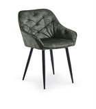 Scaun tapitat cu stofa si picioare metalice, Kai-418 Velvet Verde inchis / Negru, l56xA53xH79 cm