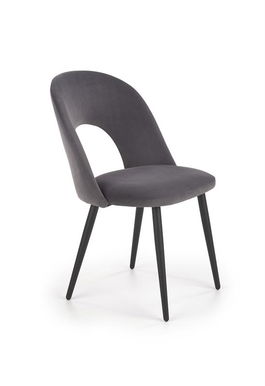 Scaun tapitat cu stofa si picioare metalice, Kai-384 Velvet Gri / Negru, l54xA57xH84 cm