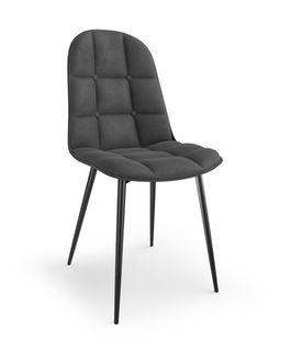 Scaun tapitat cu stofa si picioare metalice, Kai-417 Velvet Gri / Negru, l45xA56xH87 cm