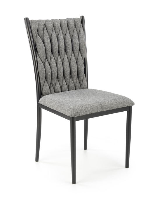 Scaun tapitat cu stofa si picioare metalice, Kai-435 Gri / Negru, l48xA55xH94 cm