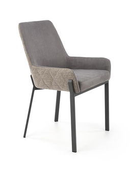 Scaun tapitat cu stofa si picioare metalice, Kai-439 Gri inchis / Bej / Negru, l55xA54xH86 cm