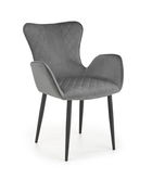 Scaun tapitat cu stofa si picioare metalice, Kai-427 Velvet Gri / Negru, l56xA56xH80 cm