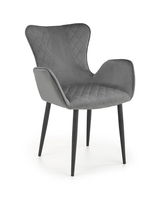 Scaun tapitat cu stofa si picioare metalice, Kai-427 Velvet Gri / Negru, l56xA56xH80 cm