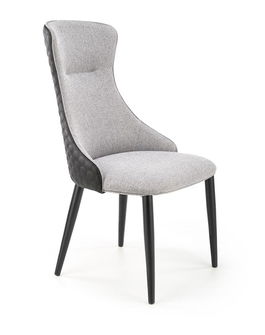 Scaun tapitat cu stofa si piele ecologica, cu picioare metalice, Kai-434 Gri deschis / Negru, l53xA54xH97 cm