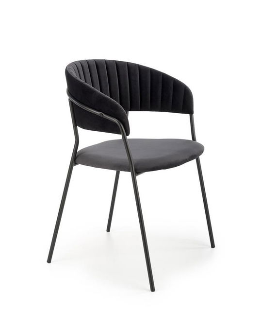 Scaun tapitat cu stofa si picioare metalice, Kai-426 Velvet Negru, l57xA54xH79 cm