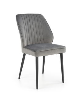Scaun tapitat cu stofa si picioare metalice, Kai-432 Velvet Gri / Negru, l48xA57xH85 cm