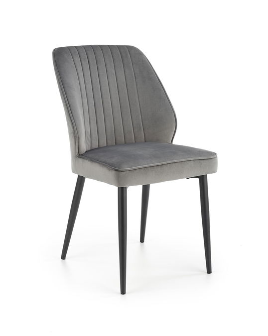 Scaun tapitat cu stofa si picioare metalice, Kai-432 Velvet Gri / Negru, l48xA57xH85 cm