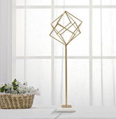 Decoratiune metalica, Abstract Cube Big Auriu / Alb, l16xA18xH52,5 cm