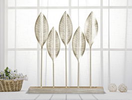 Decoratiune metalica, Lovely Leaf Auriu, l47xA10xH52,5 cm