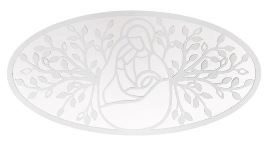 Decoratiune metalica de perete, cu oglinda, Nativity Argintiu, l120xA2xH60 cm