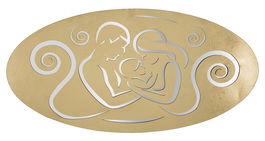 Decoratiune metalica de perete, Happy Family Auriu, l120xA2xH60 cm