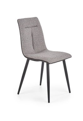 Scaun tapitat cu stofa si piele ecologica, cu picioare metalice Kai-374 Gri Deschis / Negru, l45xA52xH90 cm
