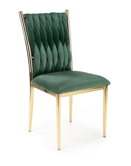 Scaun tapitat cu stofa si picioare metalice Kai-436 Velvet Verde Inchis / Auriu, l48xA55xH94 cm