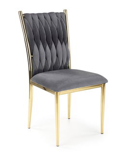Scaun tapitat cu stofa si picioare metalice Kai-436 Velvet Gri / Auriu, l48xA55xH94 cm