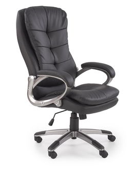 Scaun de birou directorial tapitat cu piele ecologica Persius Negru, l66xA72xH114-124 cm