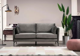 Canapea Sino Velvet Fixa cu Spuma Poliuretanica, 2 Locuri, tapitata cu Stofa Easy Clean, Perne Incluse, l177xA87xH90 cm