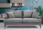 Canapea Papira Velvet Gri Fixa cu Spuma Poliuretanica, 2 Locuri, tapitata cu Stofa Easy Clean, Perne Incluse, l175xA90xH88 cm