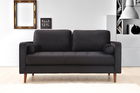 Canapea Rome Velvet Negru Fixa cu Spuma Poliuretanica, 2 Locuri, tapitata cu Stofa Easy Clean, Perne Incluse, l175xA90xH70 cm