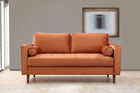 Canapea Rome Velvet Portocaliu Fixa cu Spuma Poliuretanica, 2 Locuri, tapitata cu Stofa Easy Clean, Perne Incluse, l175xA90xH70 cm