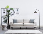 Canapea Nordi Bej Functie Sleep, cu Arcuri si Spuma Poliuretanica, 3 Locuri, Suprafata de Dormit 176x90 cm, tapitata cu Stofa Easy Clean, Perne Incluse, l210xA90xH85 cm