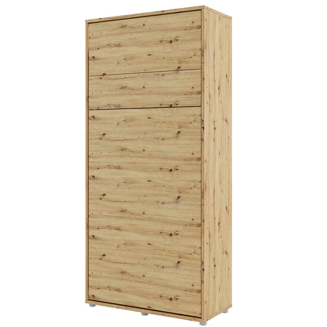 Pat rabatabil pe perete, cu mecanism pneumatic si somiera inclusa, Bed Concept Vertical Stejar Artisan, 200 x 90 cm