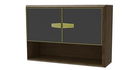 Cabinet suspendat din pal si sticla, cu 2 usi, Carbon Medium Negru / Nuc, l90,2xA31,7xH63,1 cm