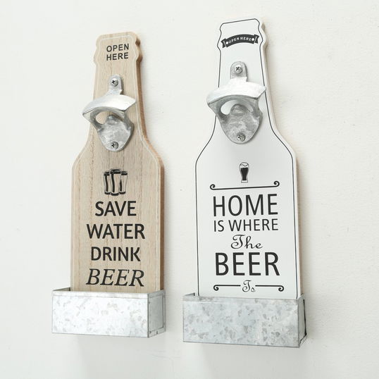 Set 2 decoratiuni suspendabile din MDF, Larry Natural / Alb, Modele Asortate, L10xl4xH30 cm