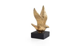 Decoratiune din gips, Small Bird Valentin Auriu / Negru, l8xA6xH15 cm