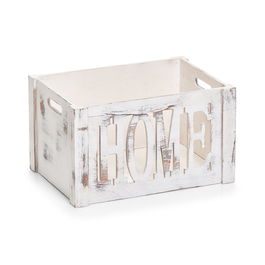 Cutie pentru depozitare din lemn de paulownia, Home Medium Alb, L35xl25xH20 cm