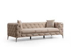 Canapea Como Velvet Ecru Fixa cu Spuma Poliuretanica, 3 Locuri, tapitata cu Stofa Easy Clean, Perne Incluse, l237xA90xH73 cm