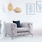 Fotoliu fix tapitat cu stofa, Como Velvet Gri Deschis, l108xA90xH73 cm