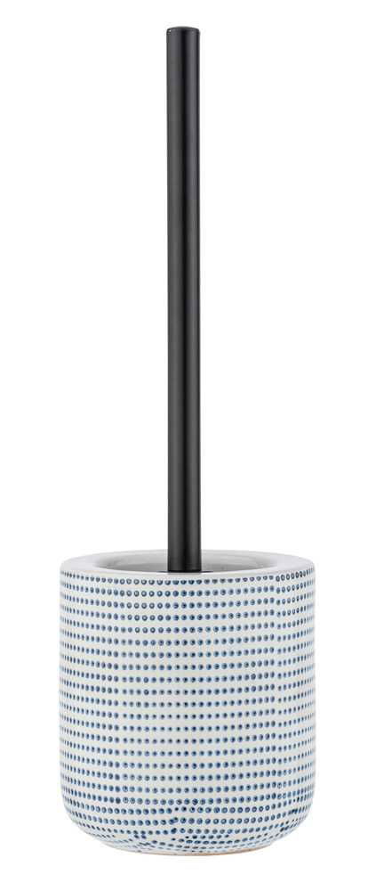 Perie de toaleta cu suport din ceramica, Nole Alb / Albastru, Ø11,5xH39,5 cm