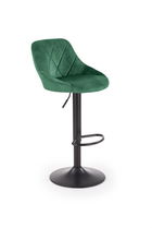 Scaun de bar tapitat cu stofa si picior metalic, Hoku-101 Velvet Verde Inchis / Negru, l47xA45xH84-106 cm