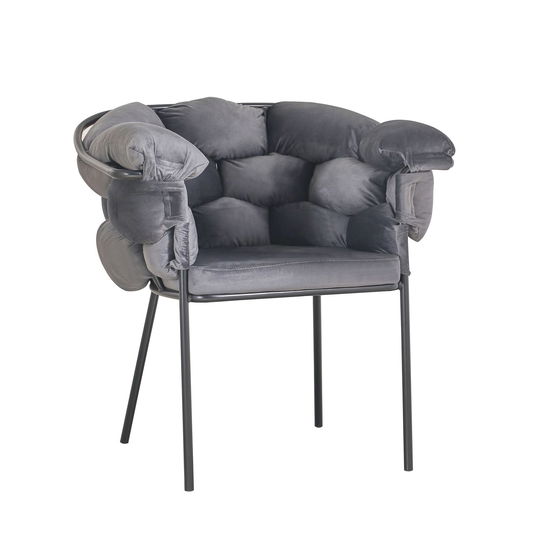 Scaun tapitat cu stofa si picioare metalice, Reason Velvet Gri / Negru, l77xA59xH78 cm