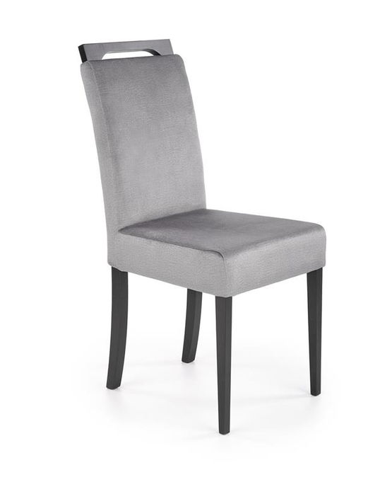 Scaun tapitat cu stofa si picioare din lemn, Clarinda II Velvet Gri / Negru, l42xA58xH97 cm