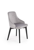 Scaun tapitat cu stofa si picioare din lemn, Torrell III Velvet Gri Deschis / Negru, l57xA56xH86 cm