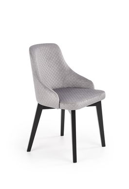 Scaun tapitat cu stofa si picioare din lemn, Torrell III Velvet Gri Deschis / Negru, l57xA56xH86 cm