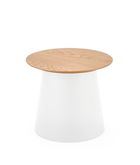 Masa de cafea din MDF, furnir si polipropilena, Azael-S Natural / Alb, Ø49xH43 cm