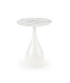 Masa de cafea din sticla si metal, Patrice Marmura / Alb, Ø40xH52 cm