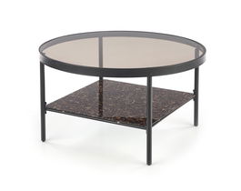 Masa de cafea din sticla si metal, Wilbur Maro / Negru, Ø80xH44 cm