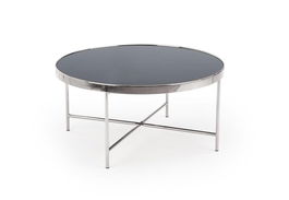 Masa de cafea din sticla si metal, Morrie Negru / Crom, Ø82xH40 cm