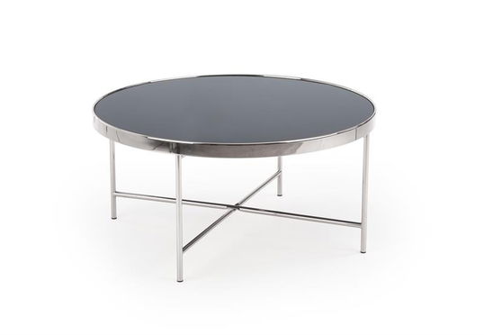 Masa de cafea din sticla si metal, Morrie Negru / Crom, Ø82xH40 cm