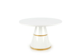 Masa rotunda din MDF si metal, Veena Alb / Auriu, Ø120xH76 cm
