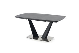 Masa extensibila din sticla, MDF si metal, Fangoris Gri Inchis / Negru, L160-220xl90xH76 cm